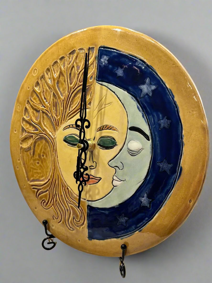Handmade Ceramic Clock| Sun & Moon